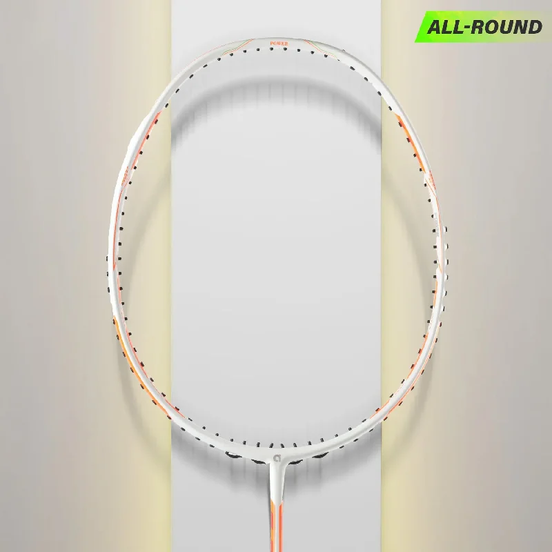 Badminton Racket For Family Games-Apacs Dual Power & Speed Badminton Racket (White/Green/Orange)