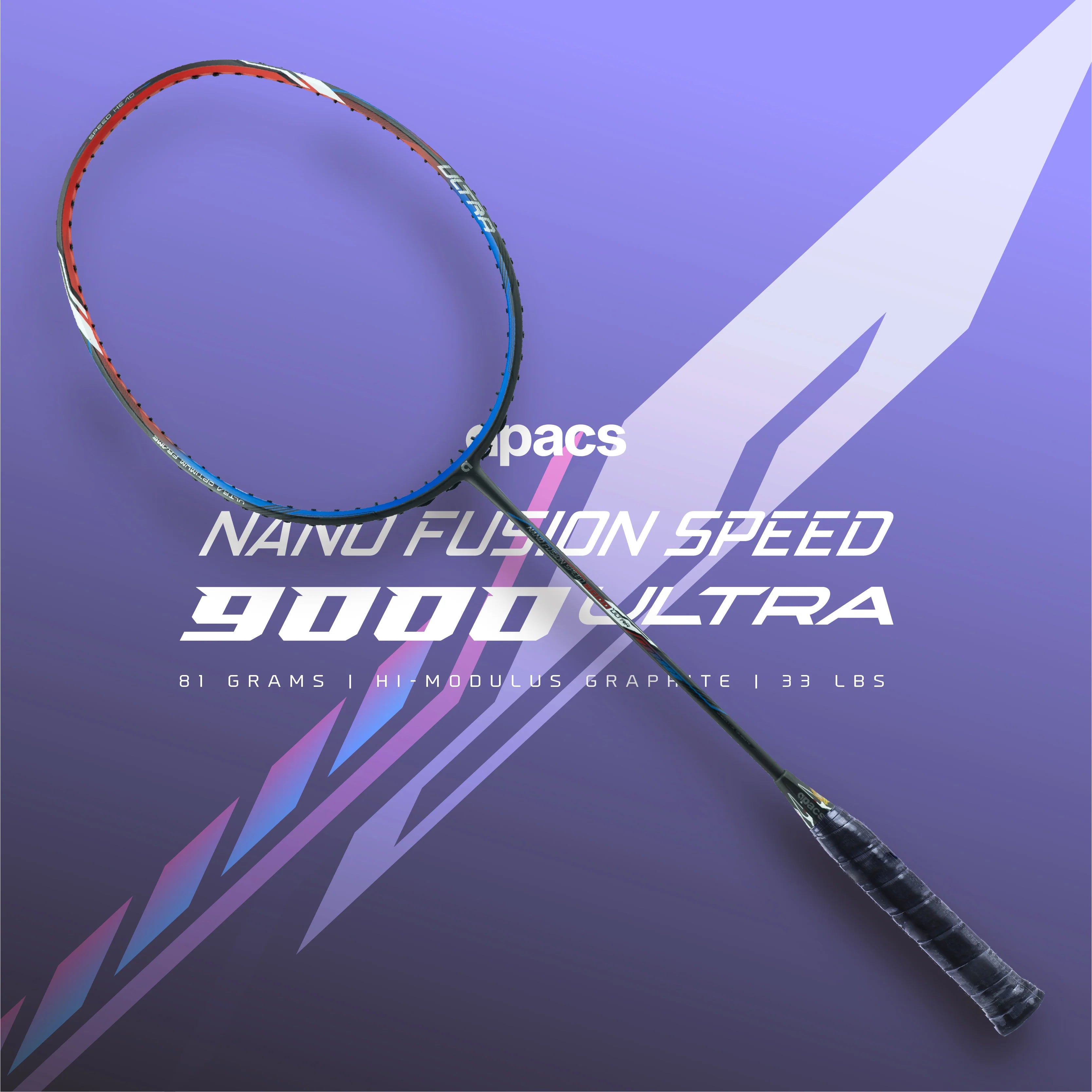 Badminton Racket By Top Brands-Apacs Nano Fusion Speed 9000 Ultra Badminton Racket - 5U