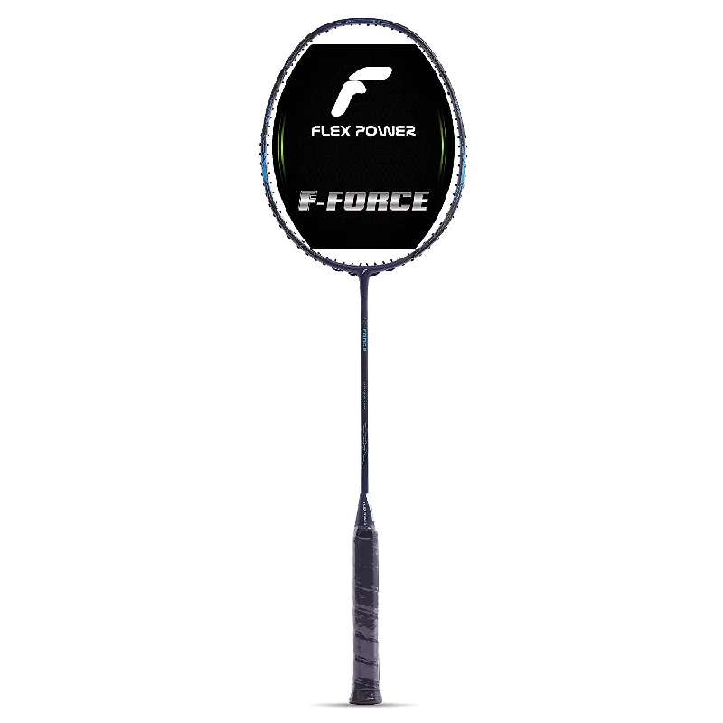 Badminton Racket For Long Matches-Flex Power F-Force Ultra Graphite Badminton Racquet (Grey, Navy)