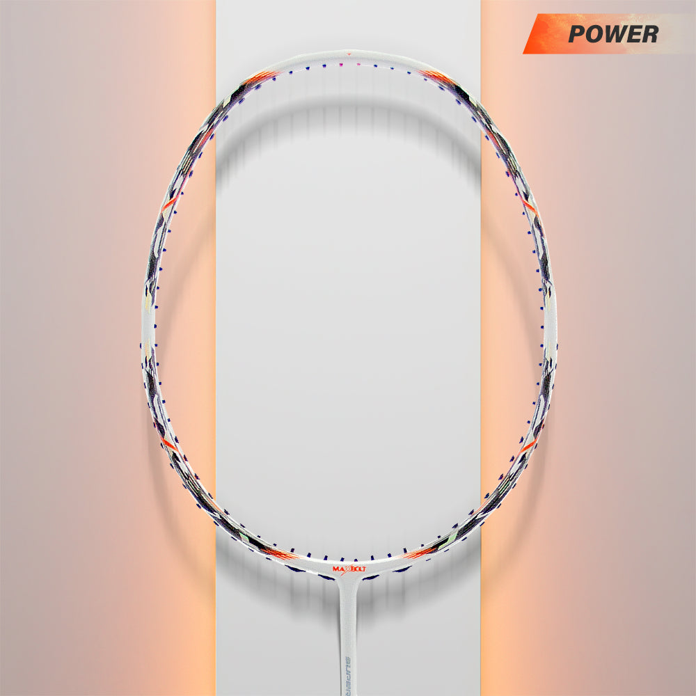 Badminton Racket With Durable Strings-Maxbolt Superstar 10  Badminton Racket (White)