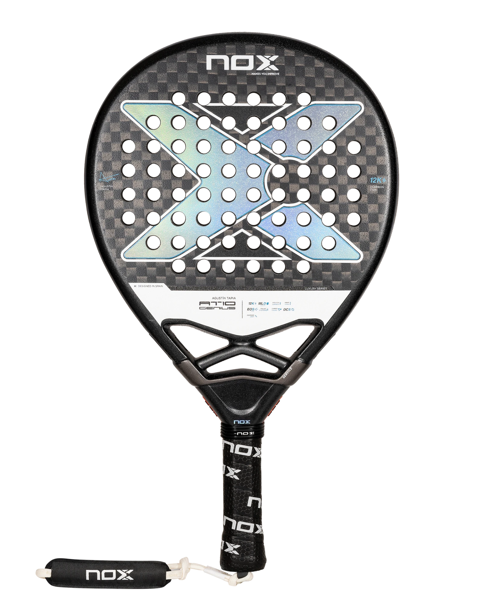 Tennis Racket With String Patterns-Nox AT10 Luxury GENIUS 12K 2024 by Agustín Tapia