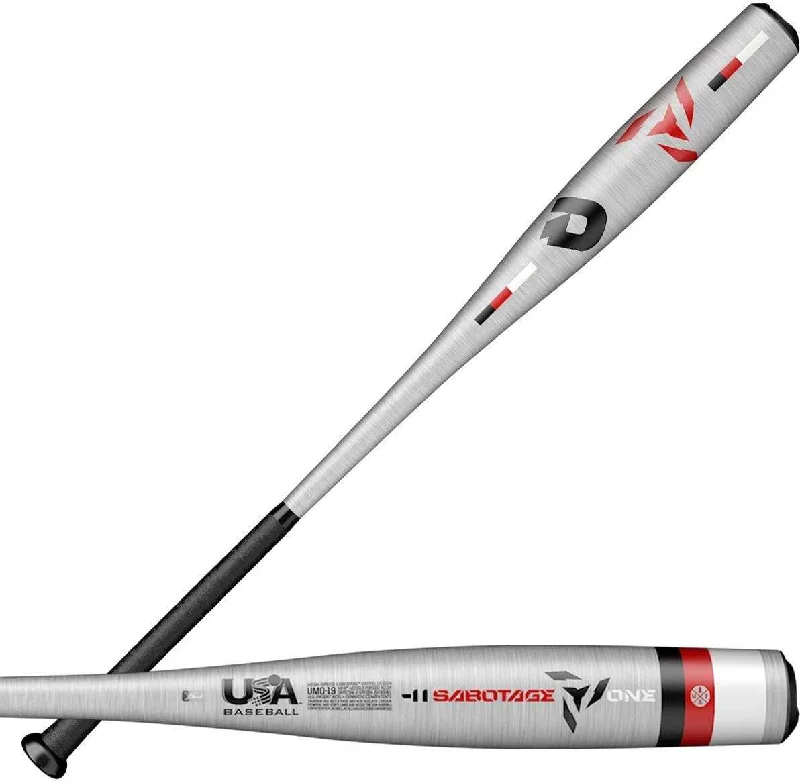 Baseball Bat With Quick Setup-DeMarini 2019 Sabotage One (-11oz) USA Approved Bat WTDXUMO19 - Black Silver