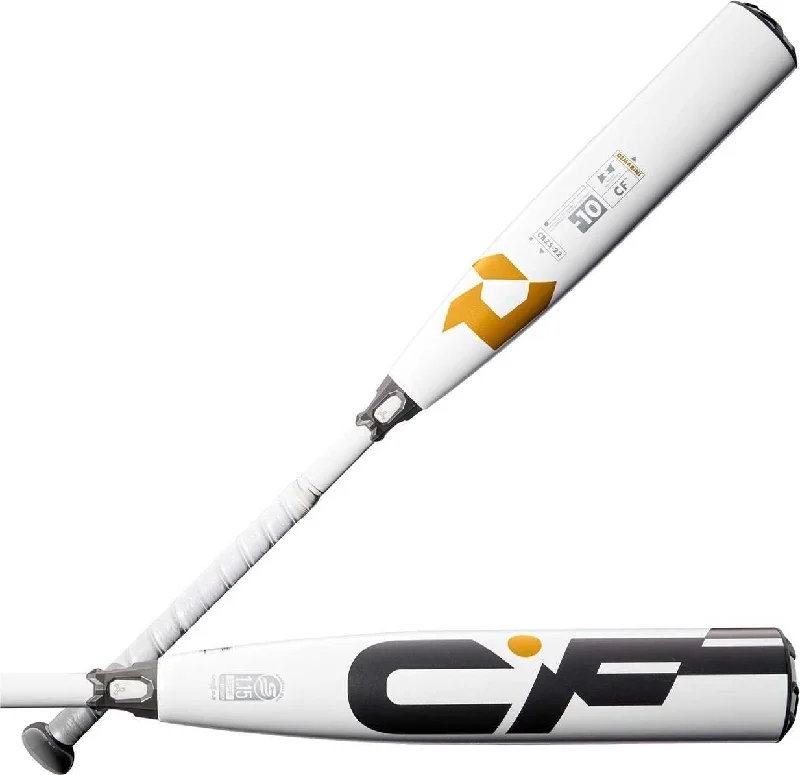 Baseball Bat With Wood Finish-DeMarini 2022 CF (-10) USSSA Bat WTDXCBZ-22 - White Orange Gold