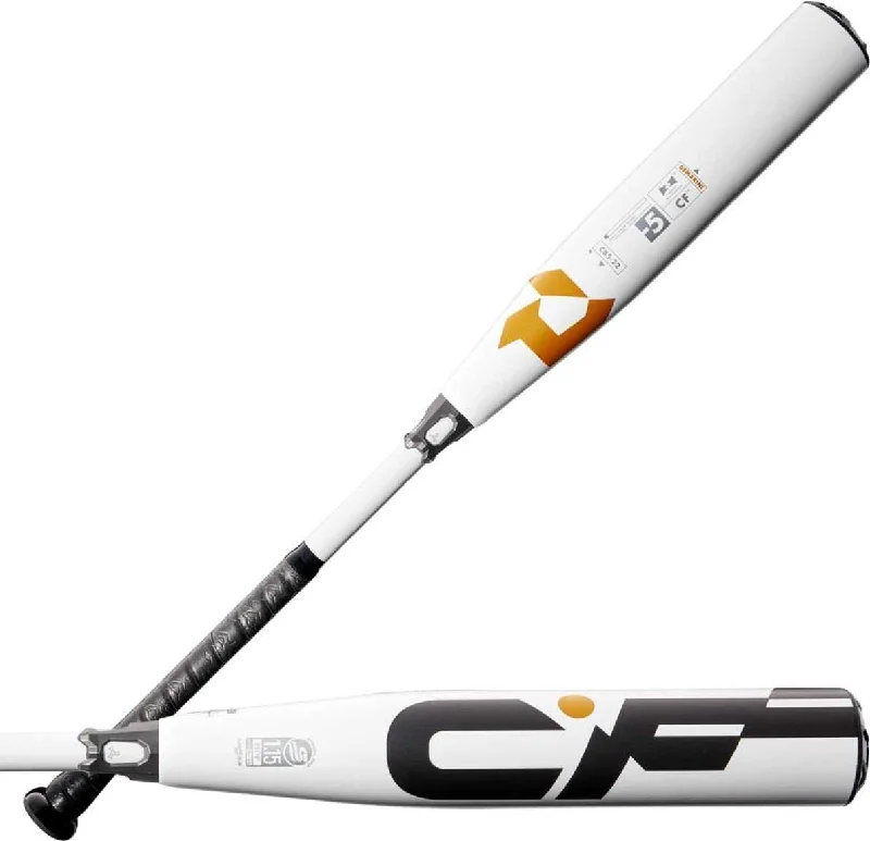 Baseball Bat With Line Drives-DeMarini CF (-5) USSSA Bat WTDXCB5-22 - White Orange Gold