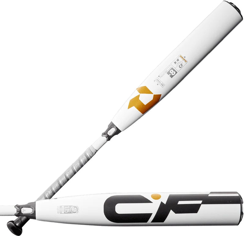 Baseball Bat In Bright Colors-DeMarini 2022 CF (-8) USSSA Bat WTDXC8Z-22 - White Orange Gold