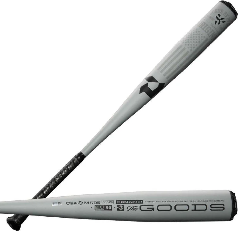 Baseball Bat With Balanced Design-DeMarini 2024 The Goods One (-3) BBCOR Bat WBD2463010 - Black Gray