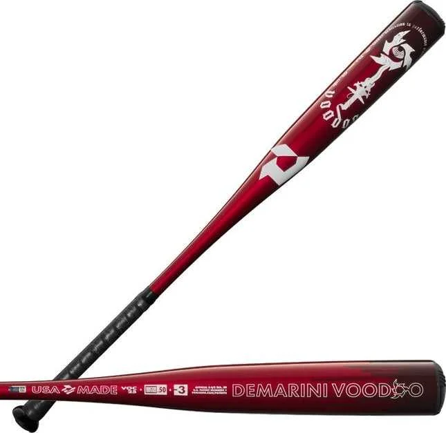 Baseball Bat With Classic Wood-DeMarini 2025 Voodoo One (-3) BBCOR Bat WBD2527010 - Black Maroon