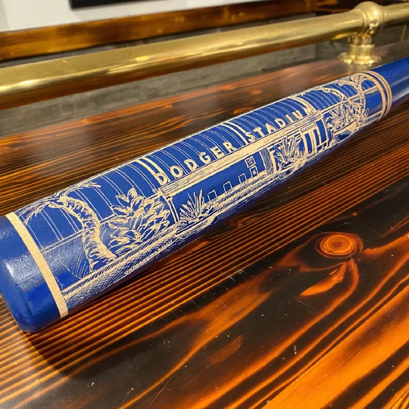 Baseball Bat With Bunt Control-Dodger Stadium Engraved Bat- BLUE