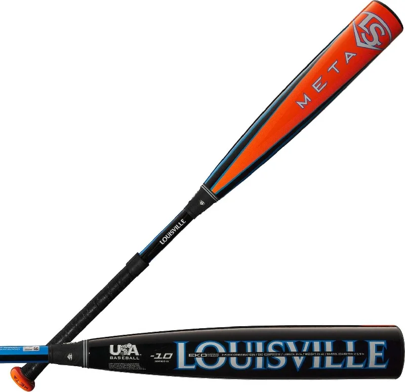 Baseball Bat With Quick Reflexes-Louisville Slugger 2025 Meta USA Approved (-10) 2 5/8" Bat - Black Orange