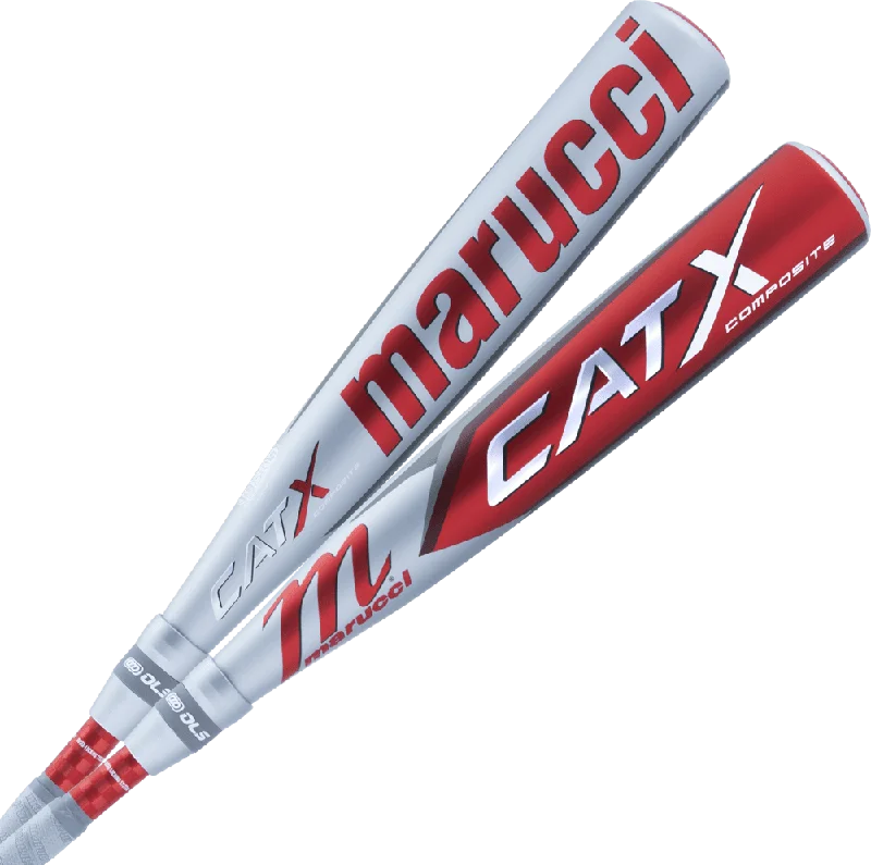 Baseball Bat With Aluminum Build-Marucci CatX Composite USSSA (-8) Bat - Silver Red