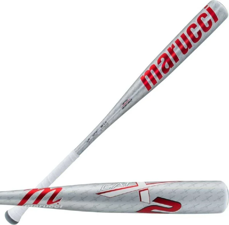 Baseball Bat With Shock Absorption-Marucci CATX2 BBCOR (-3) Bat - Silver Red