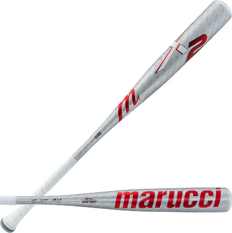 Baseball Bat For College Players-Marucci CATX2 BBCOR Puck Knob (-3) Bat - Silver Red