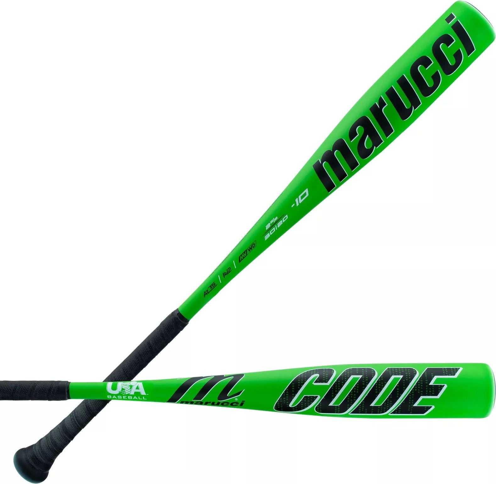 Baseball Bat For Junior Leagues-Marucci Code (-10) USA Approved Bat - Black Green