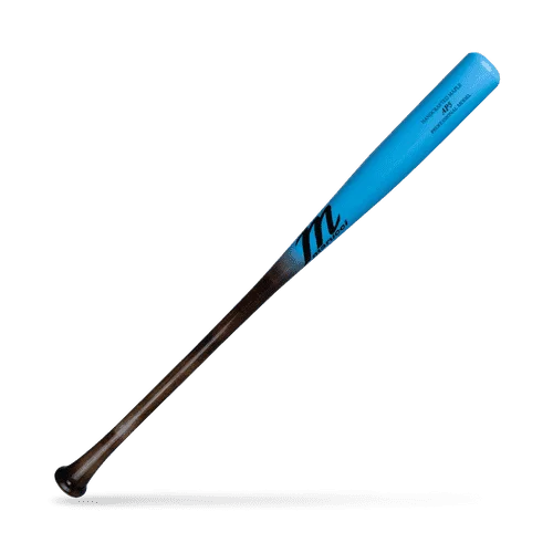 Baseball Bat With Line Drives-Marucci Pro AP5 Maple Wood Bat MVE4AP5-FL/BB - Flame Fade Baby Blue