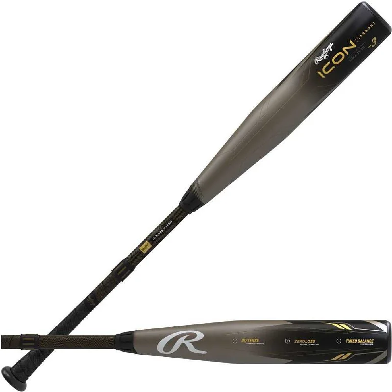 Baseball Bat With Modern Tech-Rawlings 2023 Icon (-3) BBCOR 2 5/8" Bat - Black