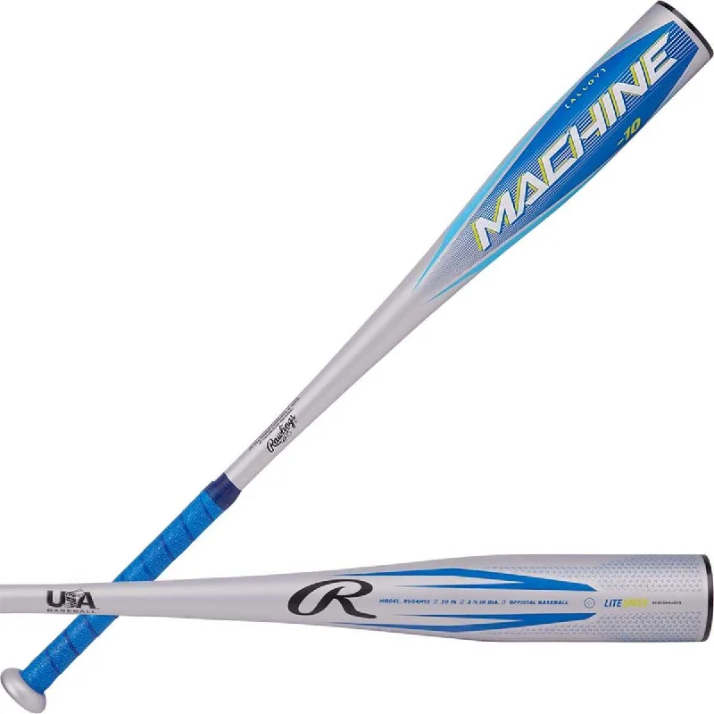 Baseball Bat In Bright Colors-Rawlings 2024 Machine 2 5/8" Barrel (-10) USA Bat - Blue Silver