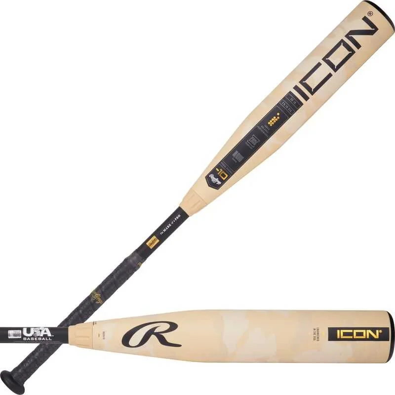 Baseball Bat With Cool-Down Swings-Rawlings 2025 Icon (-10) USA Approved Bat RUS5I10 - Black Ivory