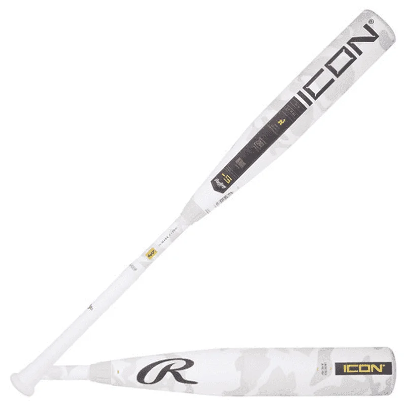 Baseball Bat With Twitter Hype-Rawlings 2025 Icon (-10) USSSA Bat RUT3I10 - White Black