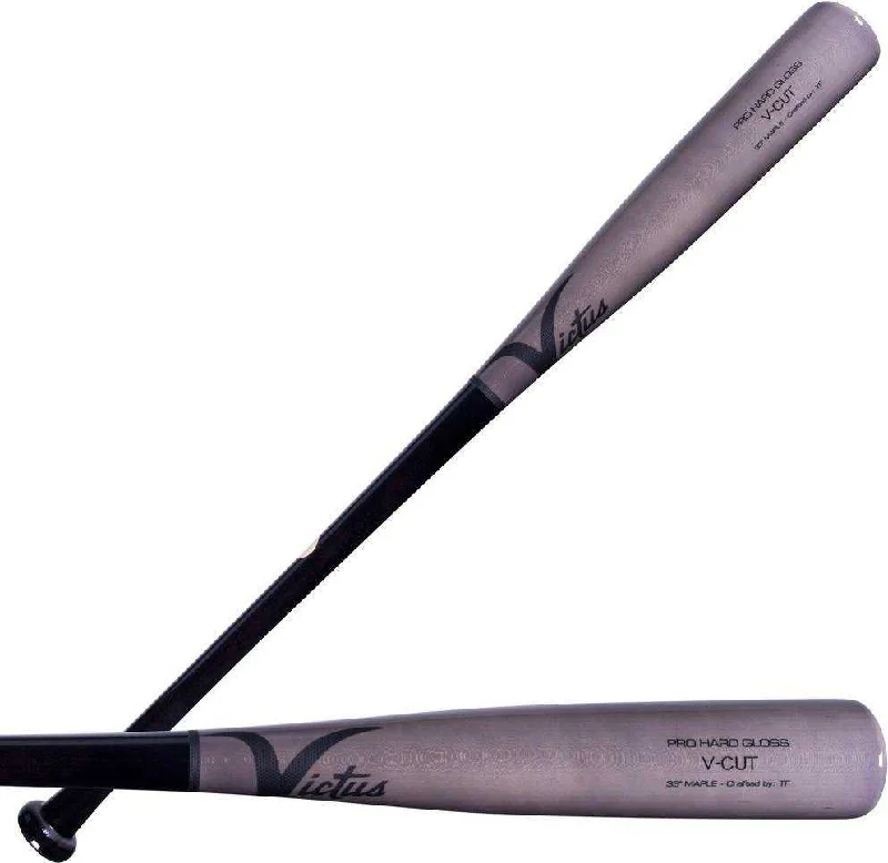 Baseball Bat For Base Hits-Victus V Cut Maple Bat - Black Gray Gloss