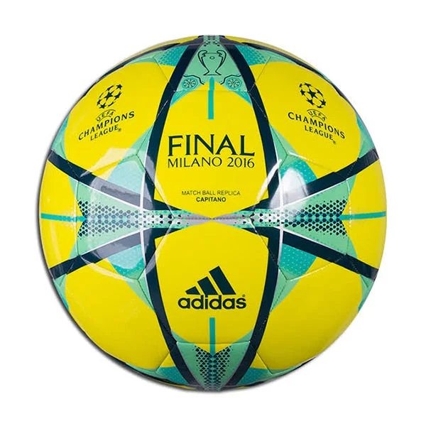 Football With Reflective Strips-adidas Final Milano Capitano Ball Yellow/Teal