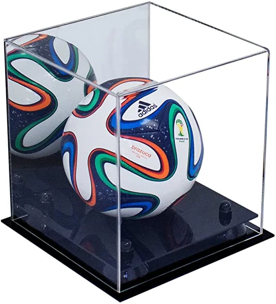 Football With Coach Approval-Mini/Miniature (not Full Size) Soccer Ball Display Case - Mirror No Wall Mounts (B03/A015)