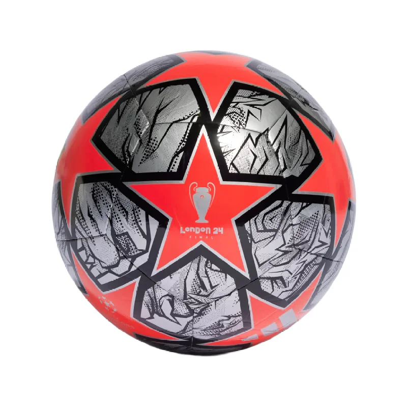 Football By Top Brands-Adidas Champions League Club Soccer Ball 2024- SILVER MET./SOLAR RED/BLACK