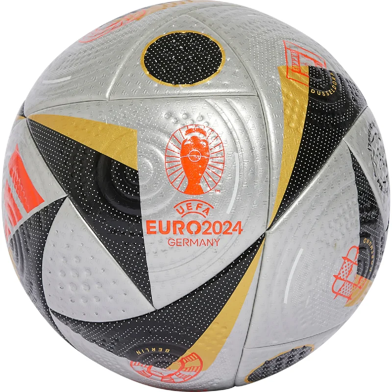 Football For Veteran Skills-adidas Euro 2024 Final Official Match Ball (Silver Metallic/Solar Red)