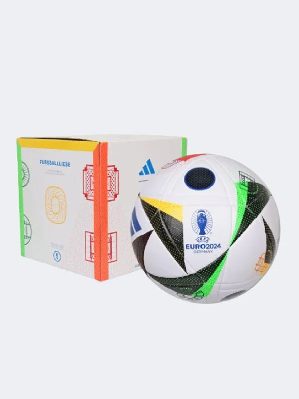 Football With Squad Logos-Adidas Euro 24 League Box Unisex Football Ball White/Black/Blue