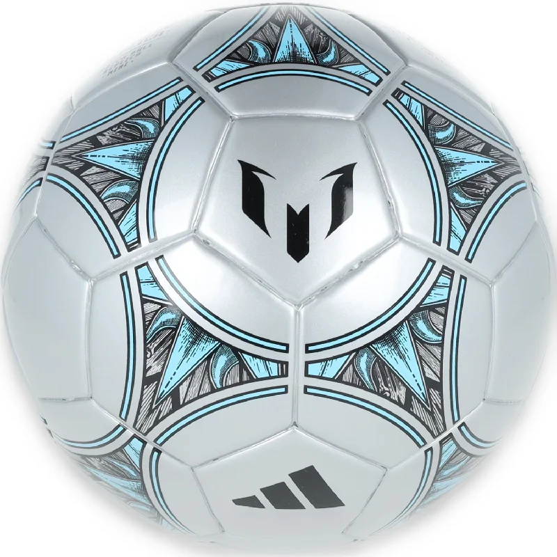 Football With Punter Feel-Adidas Messi Mini Soccer Ball Silver Met./Core Black/Bliss Blue