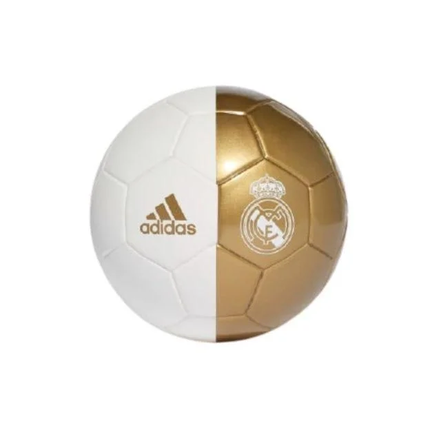 Football With Spiral Control-Adidas Real Madrid Mini Unisex Football Ball White / Dark Gold Dy2529