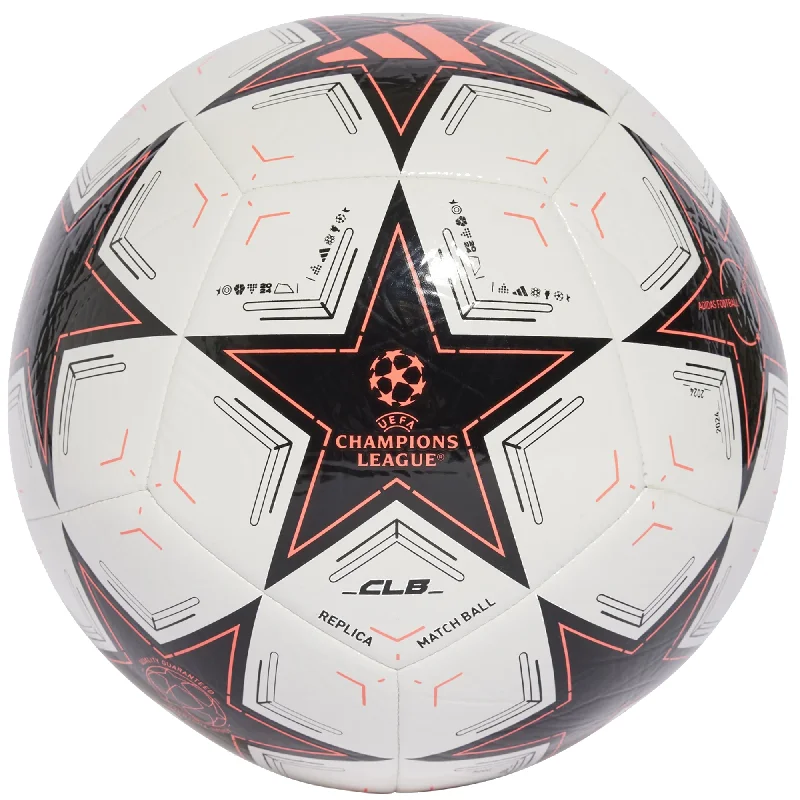 Football With Grip Feel-adidas UCL Club Ball 24/25 (White/Black/Turbo)