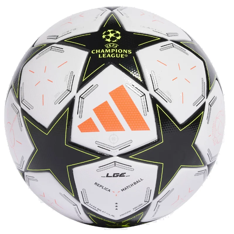 Football For Long Passes-adidas UCL League Top Ball 24/25 (White/Black/Solar Yellow)