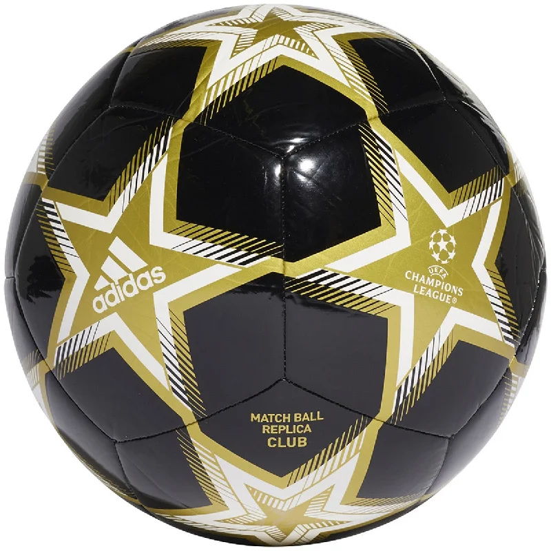 Football With Premium Quality-ADIDAS UCL CLUB PYROSTORM SOCCER BALL-BLACK/GOLD MET./WHITE