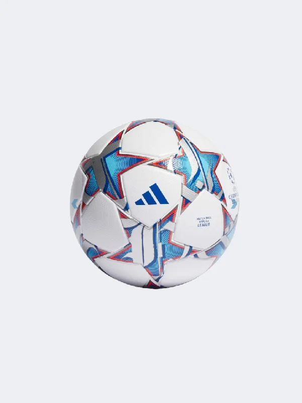 Football With Bold Designs-Adidas Ucl Lge Unisex Football Ball White/Cyan/Silver