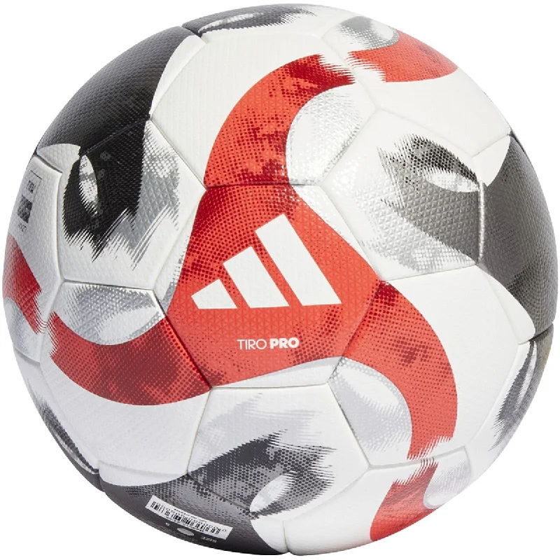 Football In Custom Colors-Adidas Tiro Pro Soccer Ball-White / Black / Iron Metallic / Power Red