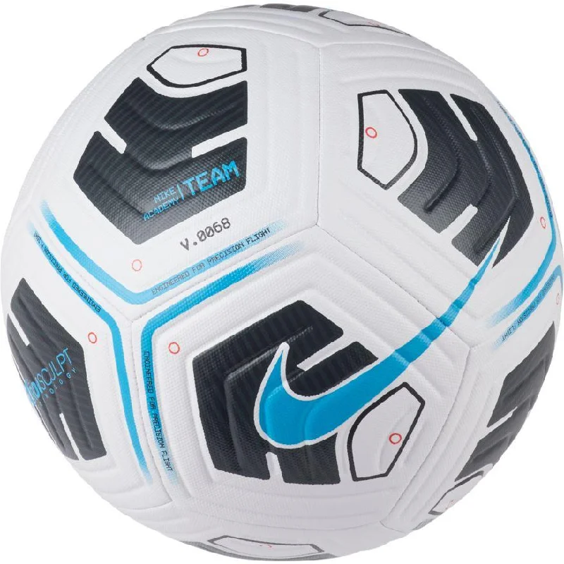 Football For School Teams-Nike Academy Soccer Ball-WHITE/BLACK/LT BLUE FURY