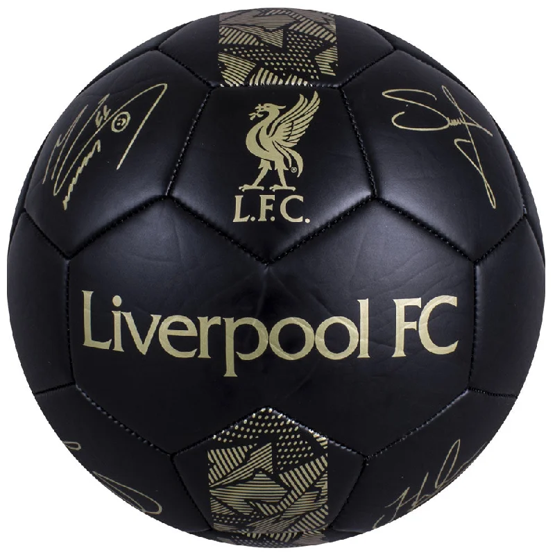 Football With Squad Logos-Liverpool FC Football - Signature Gold