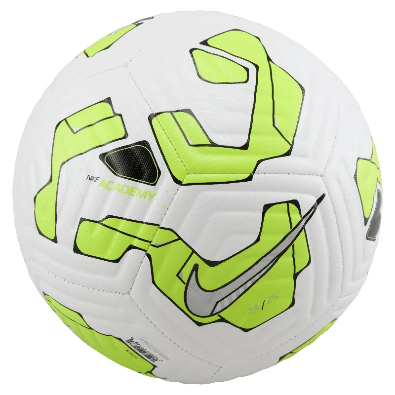 Football For Kicking Practice-Nike Academy Team Ball 24/25 (White/Volt/Metallic Silver)