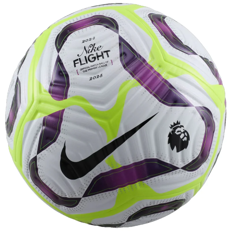 Football With Short Throws-Nike Premier League Flight Official Match Ball 24/25 (White/Bold Berry)