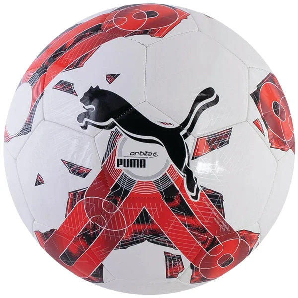 Football For Casual Fun-Puma Orbita 6 MS Soccer Ball (White/Red)