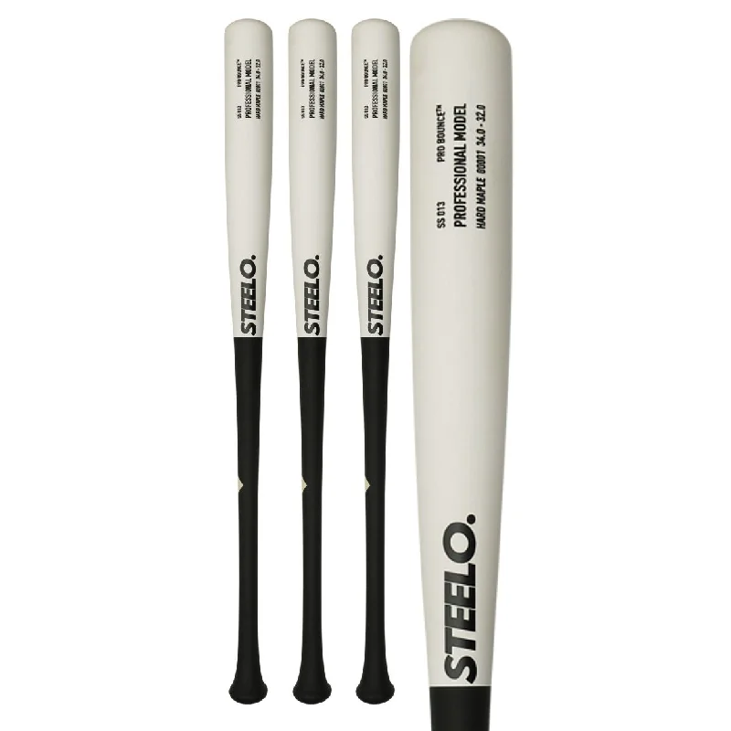 Baseball Bat With Eco-Friendly Wood-3-Pack Pro Bounce™ 013 Maple Baseball Bat - Matte Black/Matte Whitewashed