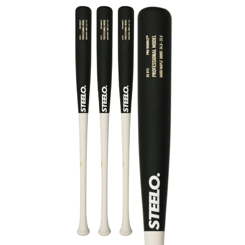 Baseball Bat For Wet Conditions-3-Pack Pro Bounce™ 013 Maple Baseball Bat - Matte Whitewashed/Matte Black