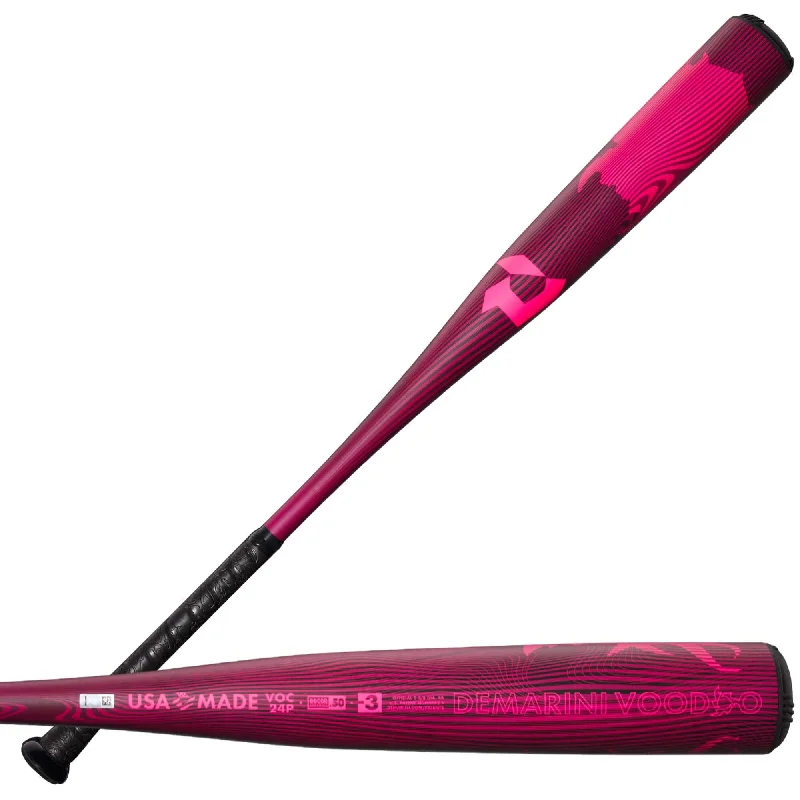 Baseball Bat For Sandlot Games-DeMarini 2024 Voodoo One (-3) BBCOR Bat Neon Pink